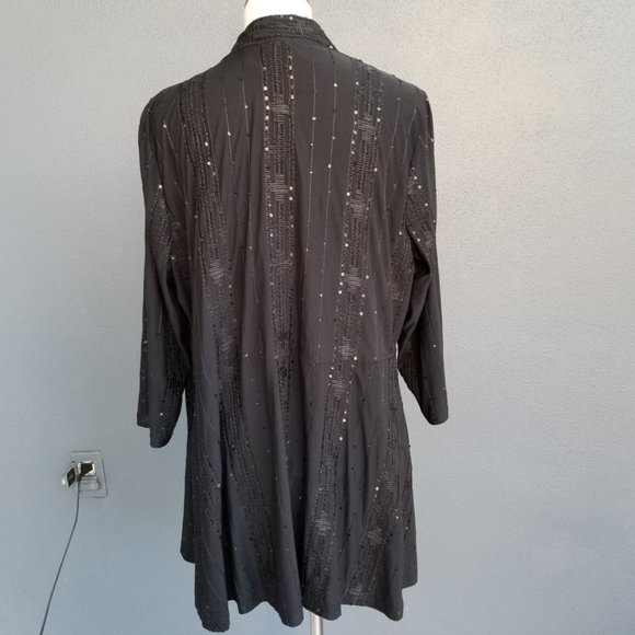 Susan Graver Liquid Knit Black Party Jacket XL - Picture 6 of 11